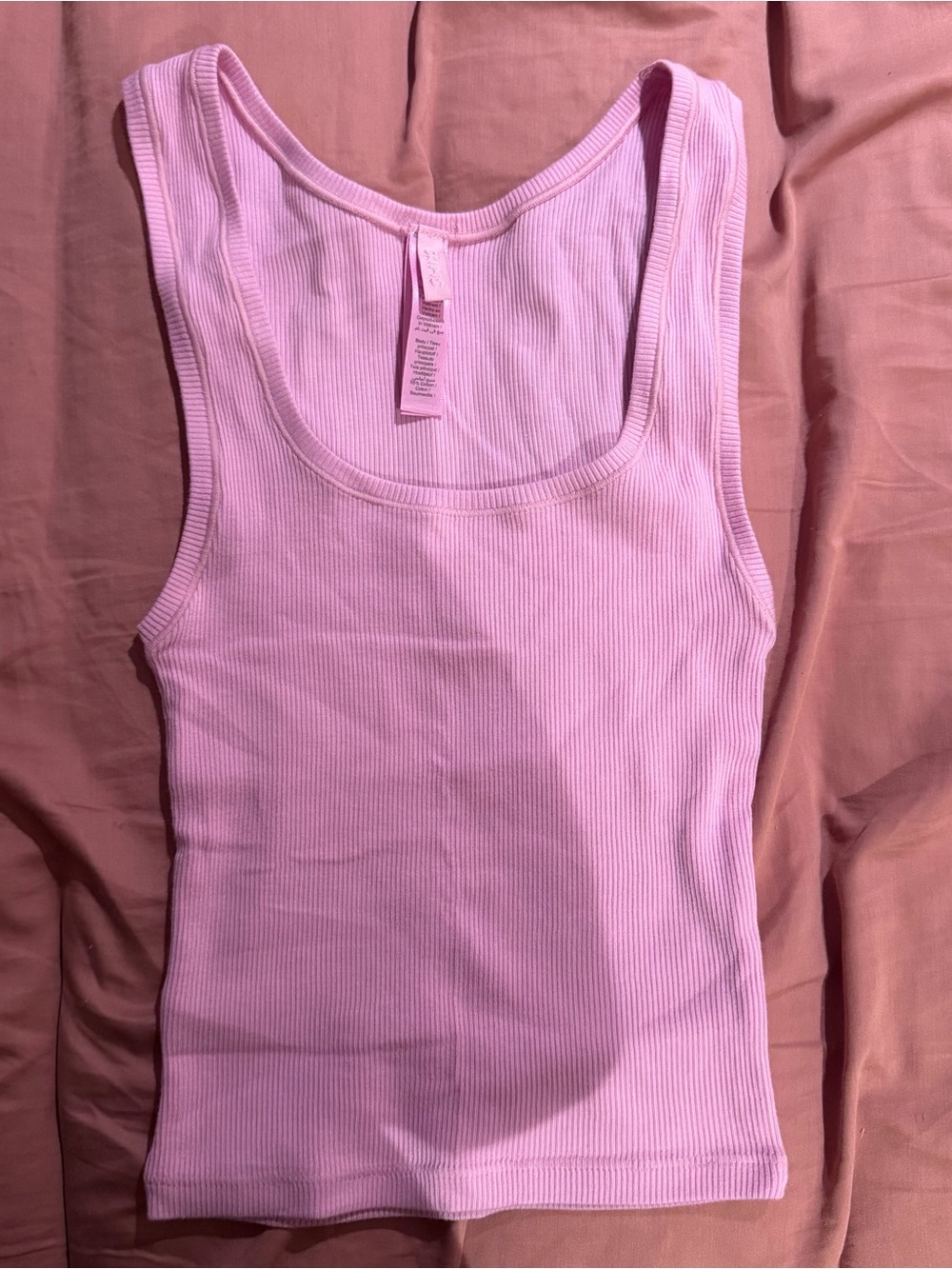 SKIMS Light Pink Ribbed Tank Top